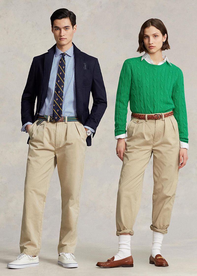 ポロ ラルフ ローレン パンツ メンズ カーキ Whitman リラックス フィット Pleated チノ Trouse DJLZC6351